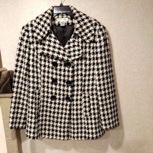 Preston & York Double Breasted Hounds Tooth Pea Coat